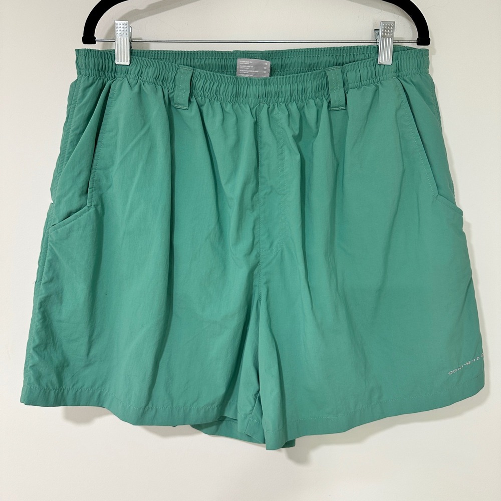 Columbia PFG Fishing Shorts Mens XL Green Nylon Mesh Lined Omni-Shade Utility